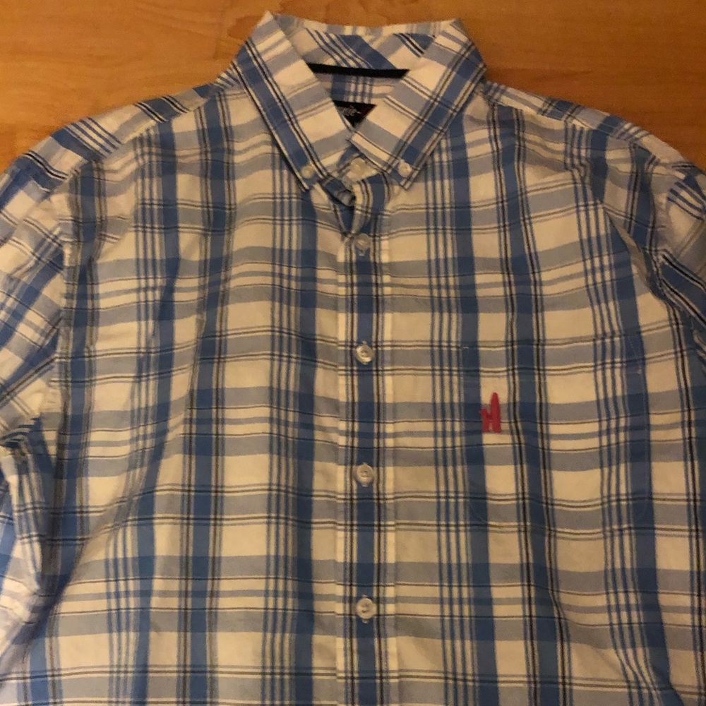 Johnnie-O  blue/white plaid button down.